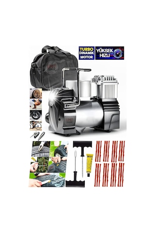 Profesyonel Metal Çantalı Aydınlatmalı 12v Çakmaklı 100 Psı Mini Hava Kompresörü Araç Kompresörü