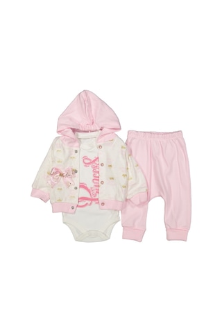 Babyim Kız Bebek Princess Kapüşonlu Takım 3'lü Beyaz - Pembe Babyim Kız Bebek Princess Kapüşonlu Takım 3'lü Beyaz - Pembe