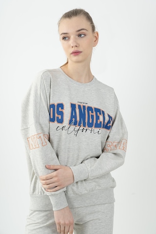 Maraton Sportswear Oversize Kadın Bisiklet Yaka Uzun Kol Basic Ekru Sweatshirt 22168-ekru Ekru