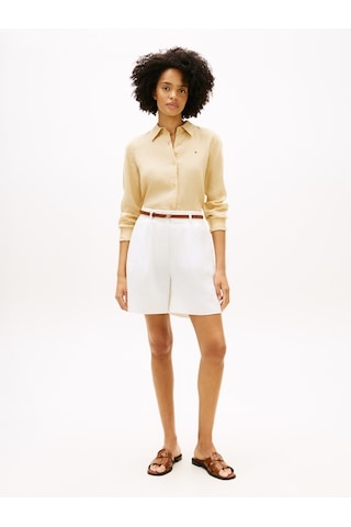 Tommy Hilfiger Ess Lınen Relaxed Shırt Kadın Bej Uk Gömlek - Ww0ww44679
