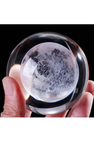 Renk Değiştiren Led Işıklı Dolunay Pilli Cam Küre 6 Cm