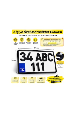 Kişiye Özel Motosiklet Plakası 15x24 Cm Kabartmalı 3d Yazıcı Baskı Plakalık - İsteğinizi Sipariş No İle Mesaj Atınız 15x25 Cm 1 Adet Plaka - Dekoratif Amaçlı Kullanım