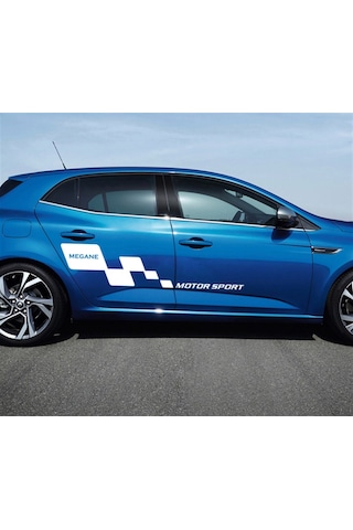 Renault Megane Kare Desenli Motor Sport Yazılı Yan Kapı Sticker Etiket Modeli