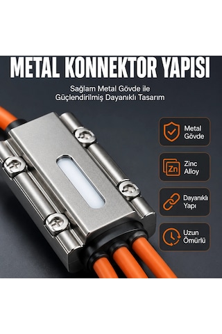 Usb Type-c, Lightning Ve Micro Usb Uyumlu 3'ü 1 Arada Hızlı Şarj Kablosu