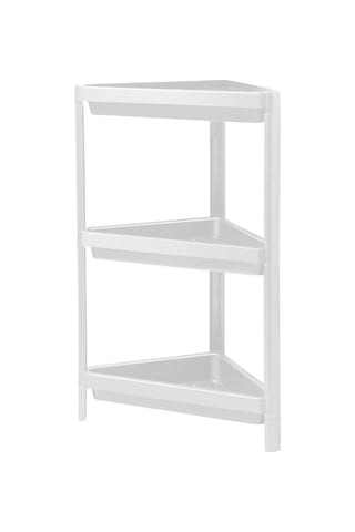 3 Katlı Üçgen Köşe Rafı Banyo, Mutfak Ve Kiler İçin Yer Tasarruflu Organizer Çok Amaçlı Raf Ünitesi 3 Farklı Renk Seçeneği 33x71x33cm Beyaz