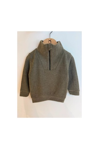 Poala Kids Selanık Yarım Fermuarlı Haki Sweat