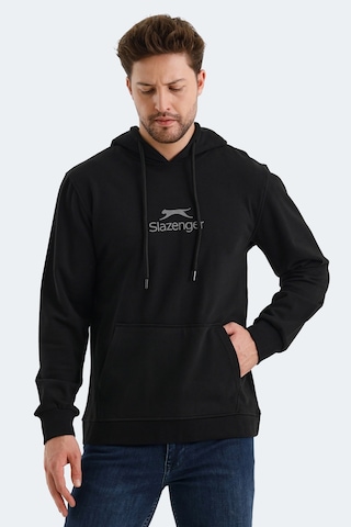 Slazenger Onca Erkek Kanguru Cepli Kapüşonlu Siyah Sweatshirt Siyah