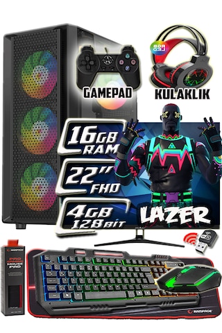 Warbox Lazer i5-6500 16 GB 256 GB + 250 GB HDD 4 GB R7240 22" W10P Masaüstü Oyuncu Bilgisayarı