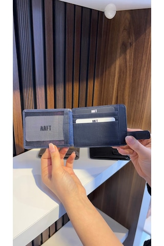 Mft Leather Design Hakiki Deri Mıknatıslı Kartlık Mona 1103 Lacivert