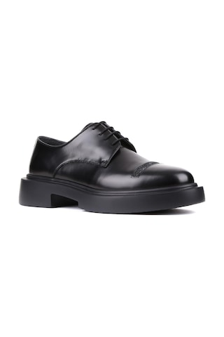Shoetyle - Siyah Açma Deri Bağcıklı Erkek Klasik Ayakkabı 250-601-879-siyah