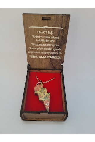 Unakit Taşı Şimşek Desenli Kolye Çok Renkli