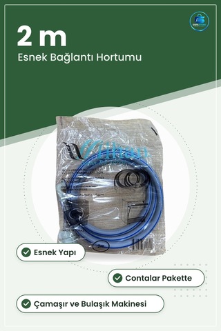 Temiz Su Hortumu 2 M Çamaşır Ve Bulaşık Makinesi Girişi Esnek Mav
