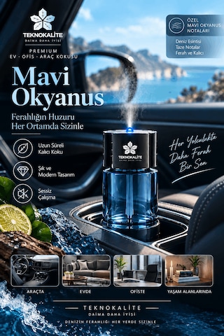 Airmist D5 Ultrasonik Aroma Difüzörü Mavi Okyanus Akıllı Elektronik Koku Makinesi, Araç Ev Ofis İçin Teknokalite
