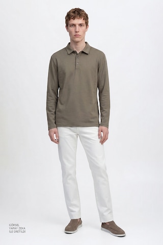 Altınyıldız Classıcs Erkek Hakı Pamuklu Slim Fit Dar Kesim Polo Yaka Uzun Kollu Esnek Tişört Haki