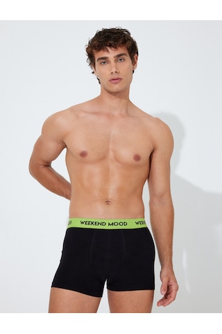 Koton 3'lü Boxer Seti Slogan Baskılı Pamuklu Siyah 5wlm90040mk Siyah