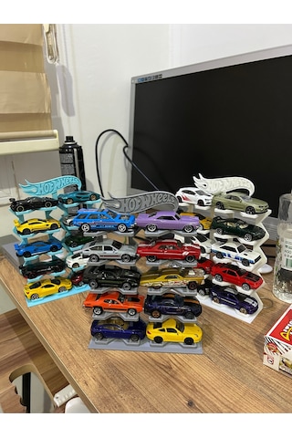Hot Wheels Uyumlu 10 Araçlık Stand 1/64 Gri R3d-001-blş