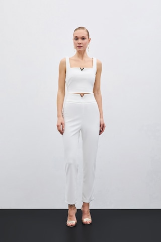 Sateen Bel Aksesuarlı Pantolon - Ekru-135480 Ekru