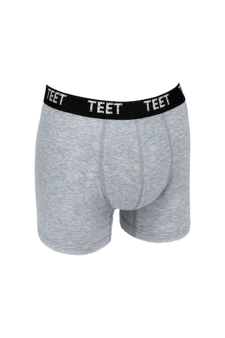 Teet Premium Erkek Boxer10'Lu Set Pamuklu Düz Renk Tam Kalıp Siyah Gri 001