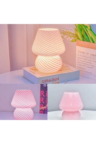 Cbtx Ta-033 Mantar Lamba Cam Masa  - Şerit Pembe