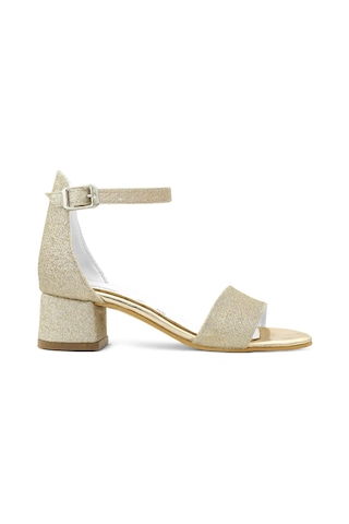 Lilo Simli Altın Tek Bantlı Kız Çocuk Topuklu Abiye Ayakkabı Altın