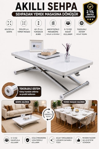 Home Üst Tabla Mdf Beyaz Oval Köşe Alt Krom