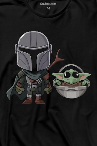 Baby Yoda Mando Figür The Mandalorian Bebek Yoda Star Wars Uzun Kollu Tişört Baskılı T-shirt 001