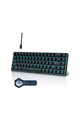 V800 68 Tuşlu Rgb Mekanik Gaming Klavye Kablolu Oyuncu Klavyesi, Mavi Switch , Ultra Kompakt E-spor Oyuncu Klavyesi