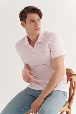 Avva E001004 Serin Tutan Standart Fit Normal Kesim Erkek Polo Yaka T-Shirt - Açık Pembe