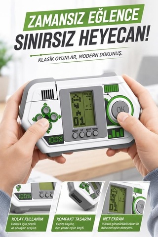 Premium Tuşlu Oynama Oyun Kolu Atari Joystick Tetris Gameboy Gc015 Beyaz