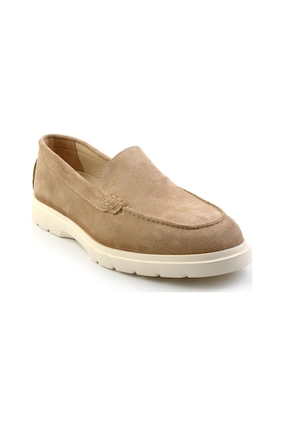 Bambi Bej Hakiki Deri Erkek Loafer Ayakkabı E01087112702 Bej