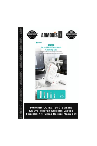Premium Coteci 14'ü 1 Arada Klavye Telefon Kulaklık Laptop Temizlik Kiti Cihaz Bakımı Masa Set