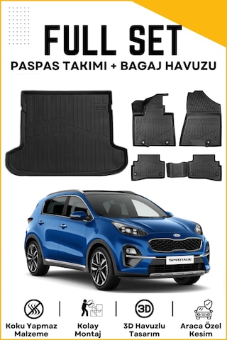 Kia Sportage 2016 Model Birebir Uyumlu Bagaj Havuzu+paspas Seti