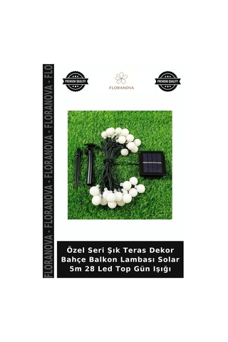 Özel Seri Şık Teras Dekor Bahçe Balkon Lambası Solar 5m 28 Led Top Gün Işığı
