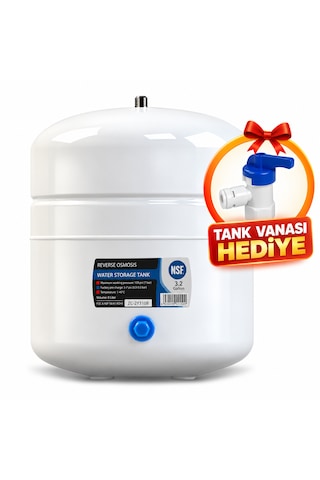 Su Arıtma Tankı Nsf Onaylı 12 Lt 3,2 Galon Tank Vanası Hediyeli -