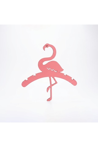 Doalino Pembe Flamingo Şekilli Ahşap Çocuk Ve Bebek Elbise Askısı 8'li Set