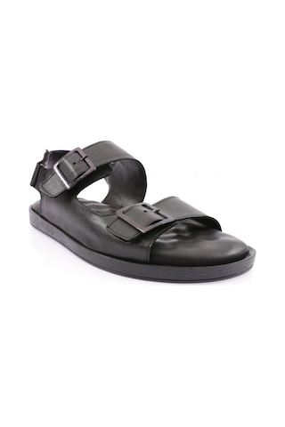 Dgn 2011-22y Erkek Üzeri Çift Kemer Tokli Sandalet 2011-2107-R1534 Siyah