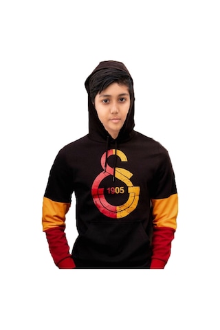Galatasaray Lisanslı Büyük Armalı Siyah Çocuk Sweatshirt Hediye Aslan Ahşap Kutulu Siyah