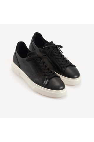 Kemal Tanca Erkek Eva Taban Hakiki Deri Bağcıklı Spor & Sneaker Ayakkabı S505 siyah