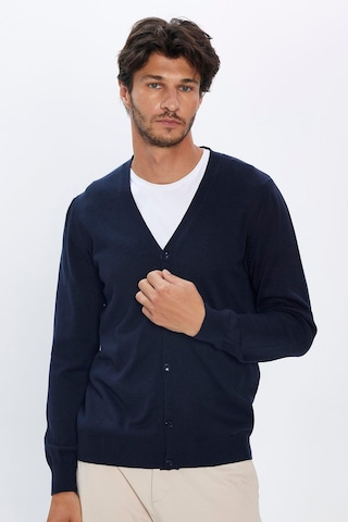 Tudors Erkek Slim Fit Düğmeli Düz Pamuk Mavi Lacivert Hırka-12703 Mavi