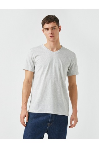 Koton V Yaka Basic Tişört Gri 2Sam10383Hk Gri