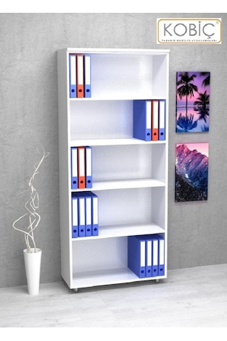 Kobiç Raflı Mdflam Dolap 80x35x185 Cm Beyaz Beyaz