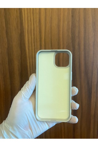 Apple iPhone Uyumlu 13/14 Leopar Baskılı İçi Kadife Silikon Telefon Kılıfı Krem