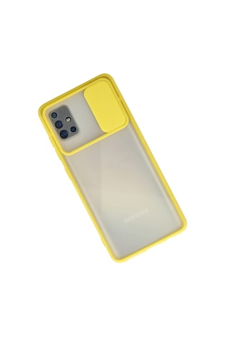Newface - 620 - Samsung Galaxy Uyumlu A71 Kılıf Palm Buzlu Kamera Sürgülü Silikon - Csmo-tex - - Sarı