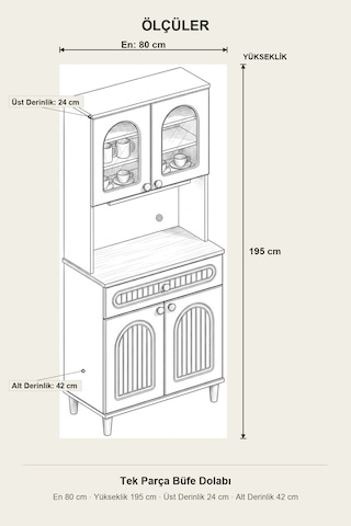 Barista Led Aydınlatmalı Kahve Köşesi Dolabı Retro Büfe 195cm Mdf Koyu Yeşil