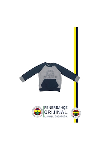 Fenerium Fenerbahçe Fb Logo Sarı-lacivert Bebek Sweat Gri - Lacivert