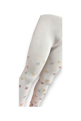 Kelebekli Simli Çocuk Külotlu Çorap - Dore Somon