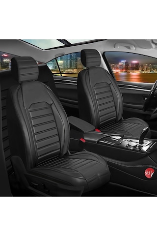 Renault Safrane Deri Oto Koltuk Kılıfı Ön Arka Set Siyah Seri Şhn