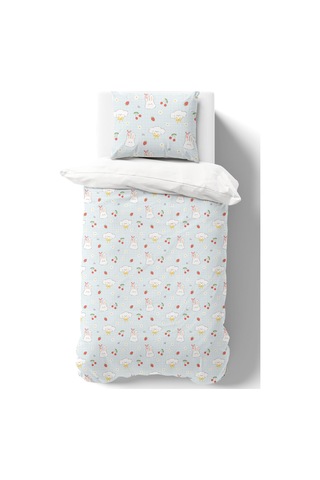 Organik Tek Kişilik Nevresim Takımı 160x220 - Şirin Tavşanlar Renkli