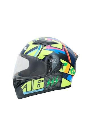 Gp Nero Mks003-bb5ny Güneş Vizörlü Şeffaf Full Face Motosiklet Kaskı Siyah Sarı Mavi