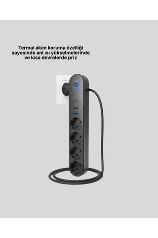 Led Anahtarlı Akım Korumalı Çoklu Priz 4 Priz 3 Usb Girişli Diğer
